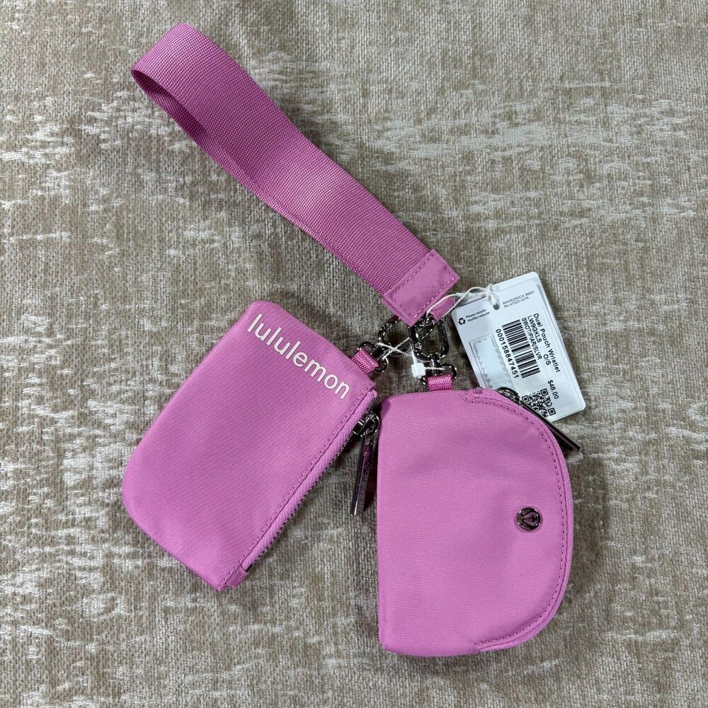 NWT Lululemon Dual Pouch Wristlet Sweet Sorbet Pink Pearl Silver